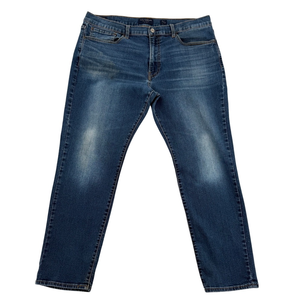 Lucky Brand Men’s Slim Straight Jeans in Dark Blue Fade